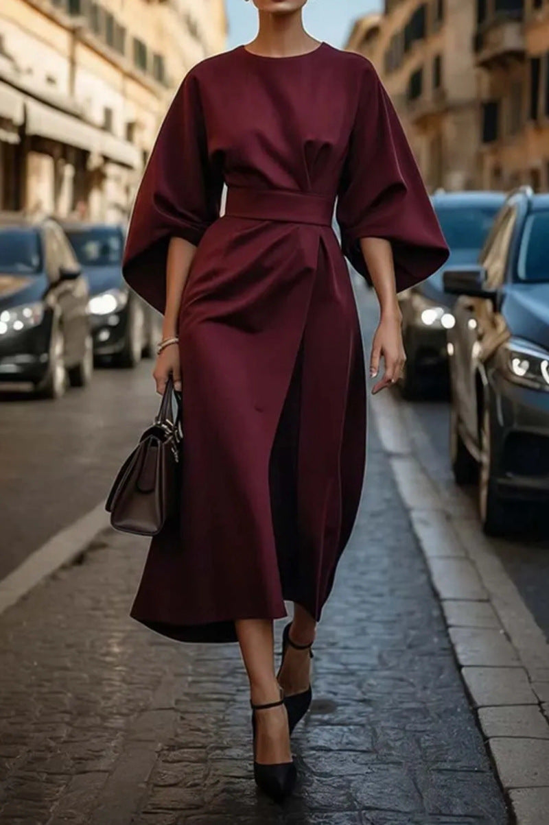 Elegante Midi Jurk met Wijde Mouwen – Chique & Comfortabel