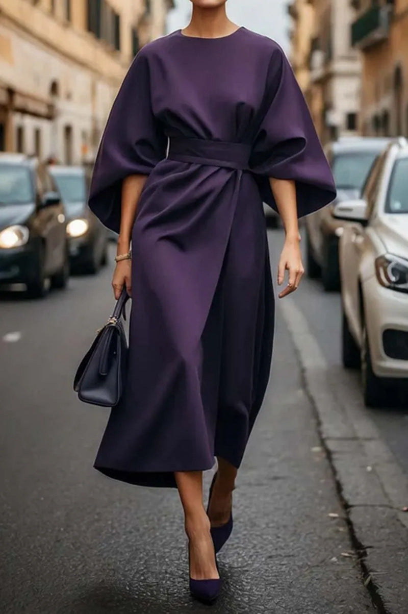 Elegante Midi Jurk met Wijde Mouwen – Chique & Comfortabel