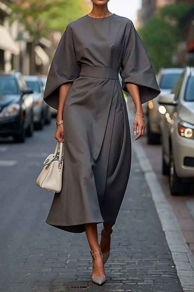 Elegante Midi Jurk met Wijde Mouwen – Chique & Comfortabel