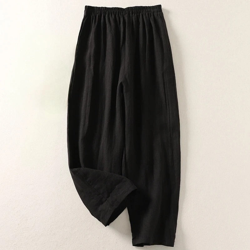 Linnen Dames Zomerbroek met Luchtige Pasvorm en Hoge Taille