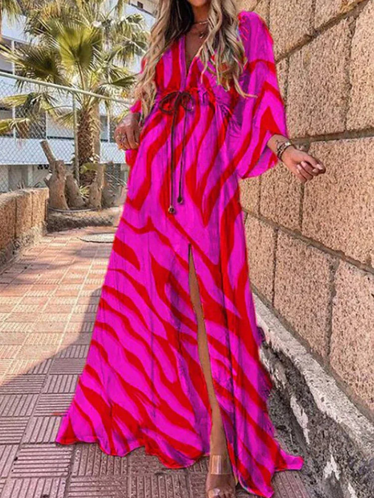 Zomerjurk Dames – Lichte Strandjurk met Split en Taillekoord