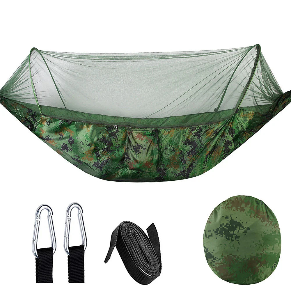 Outdoor Hangmat met Klamboe – Anti-Rollover Nylon 260x140 cm