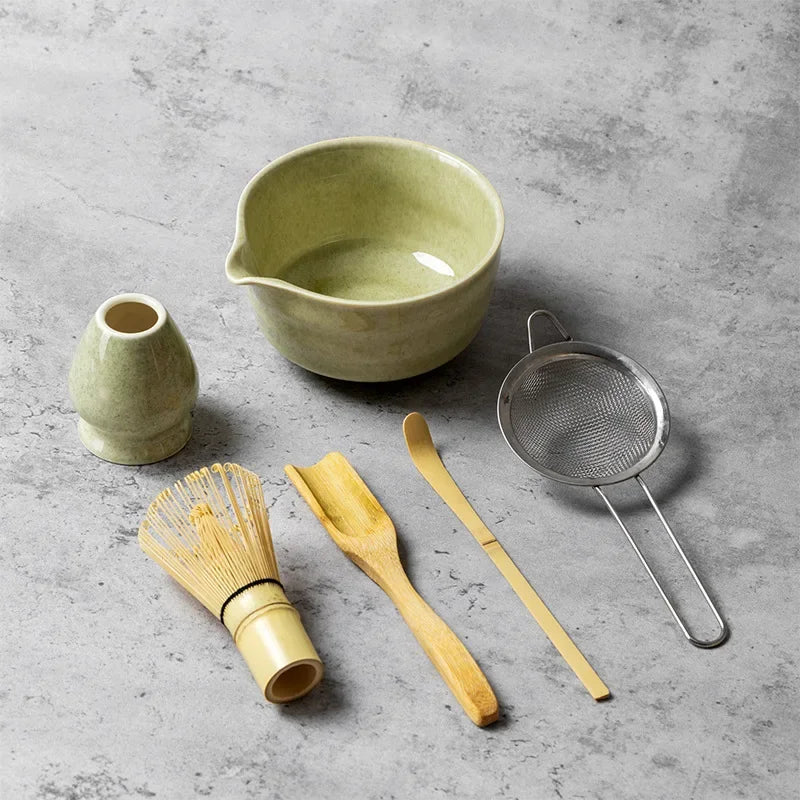 Matcha complete Theeset 6-delig – Kom, Bamboe Klopper, Lepel & Accessoires