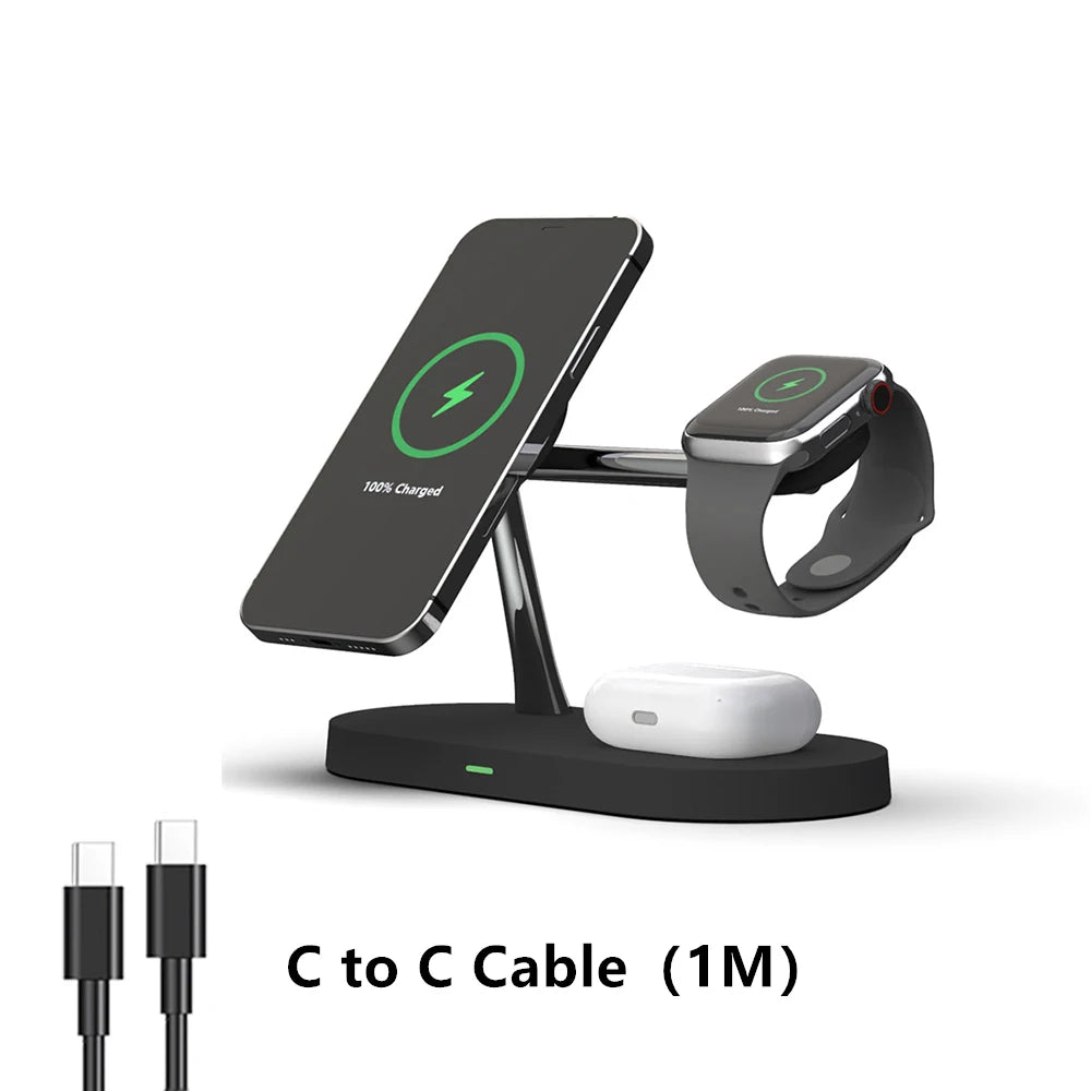 3-in-1 Draadloos Oplaadstation - iPhone, Apple Watch & AirPods Snellader-Novormo