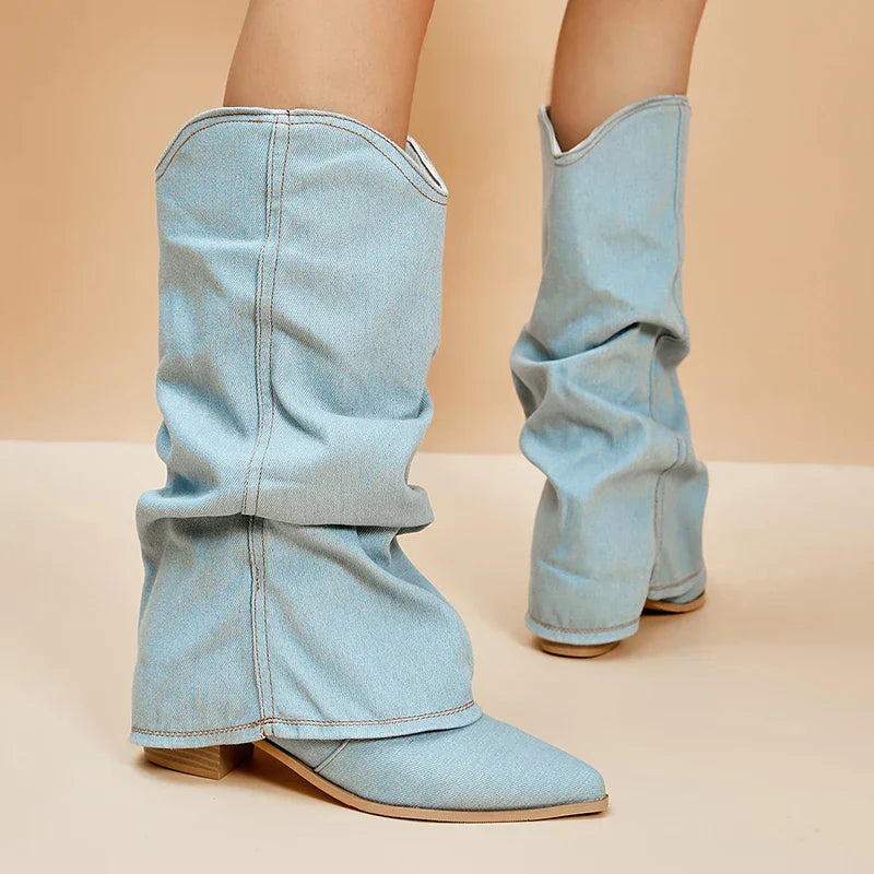 Denim Knielaarzen - Trendy & Stijlvol