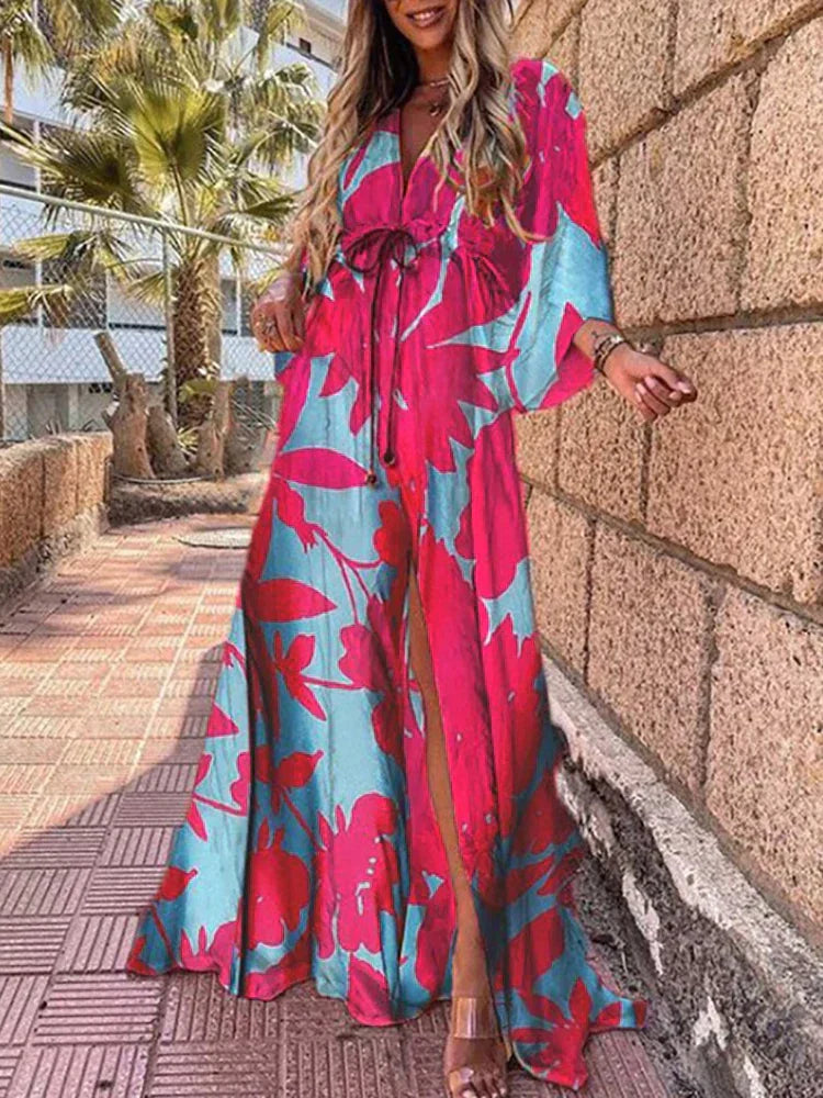 Zomerjurk Dames – Lichte Strandjurk met Split en Taillekoord