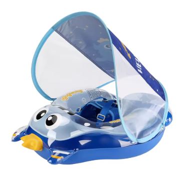 Baby Zwemtrainer met Zonnescherm – Opblaasbaar & Veilig Zwemmen