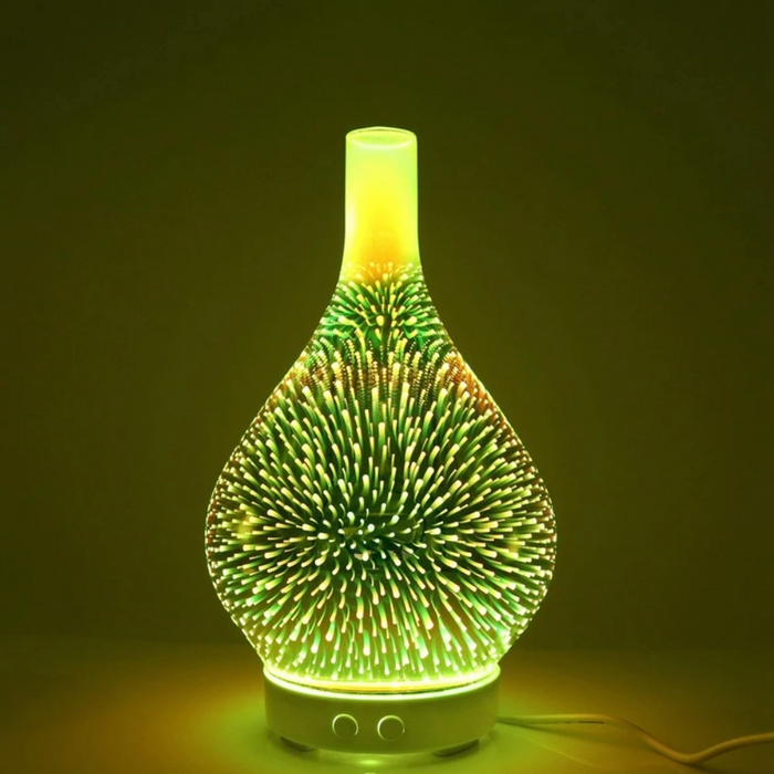 3D Glas Vaas Aroma Diffuser met LED Verlichting – Essentiële Olieverstuiver