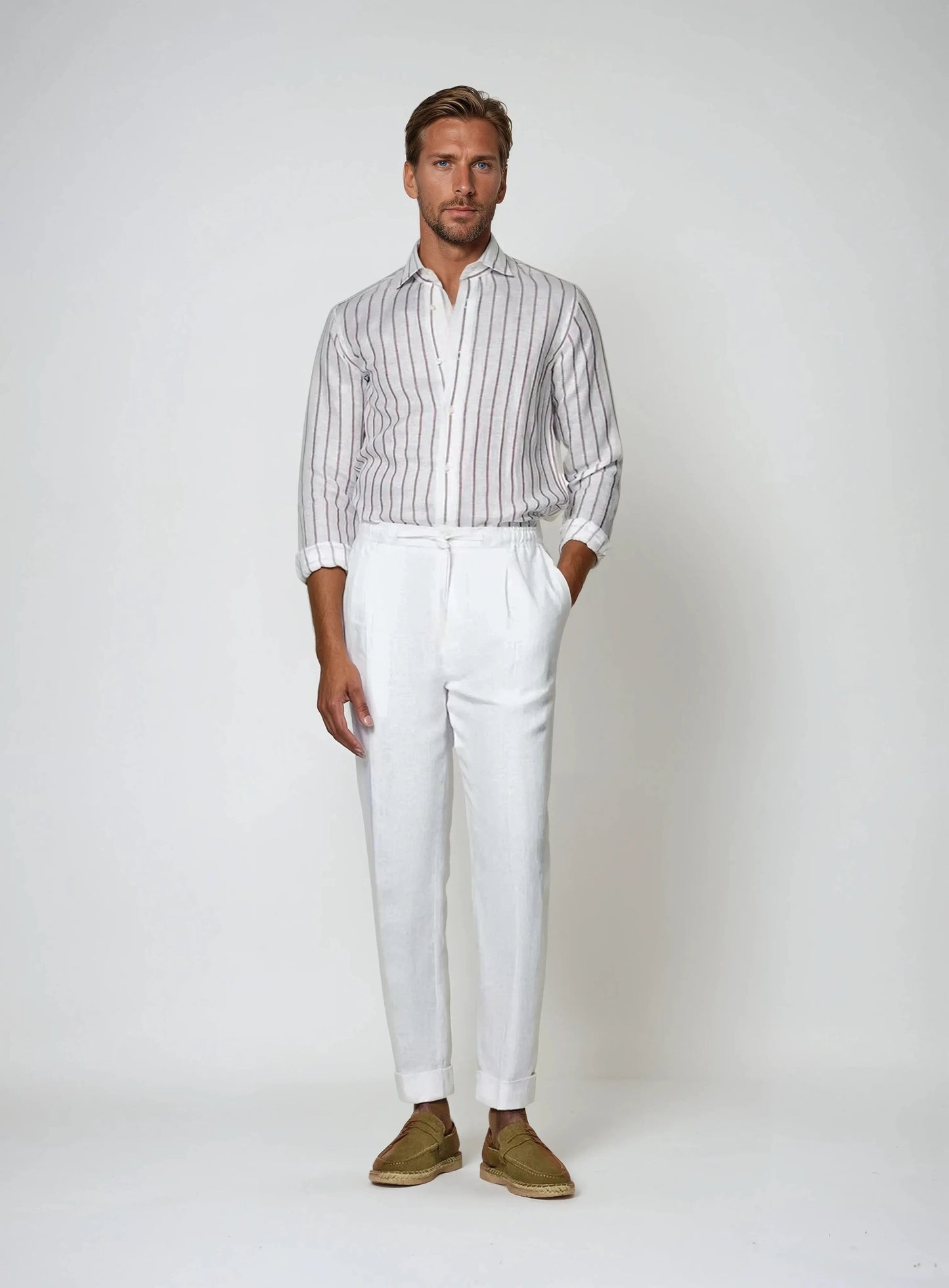 Witte Linnen Broek Heren – Luchtige Zomerbroek voor Strand & Stad