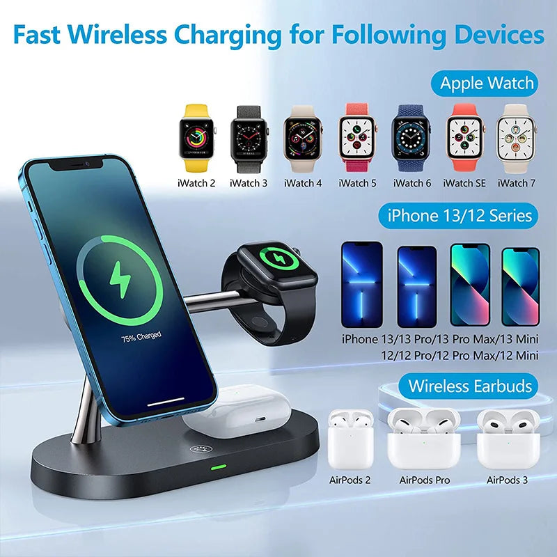 3-in-1 Draadloos Oplaadstation - iPhone, Apple Watch & AirPods Snellader-Novormo