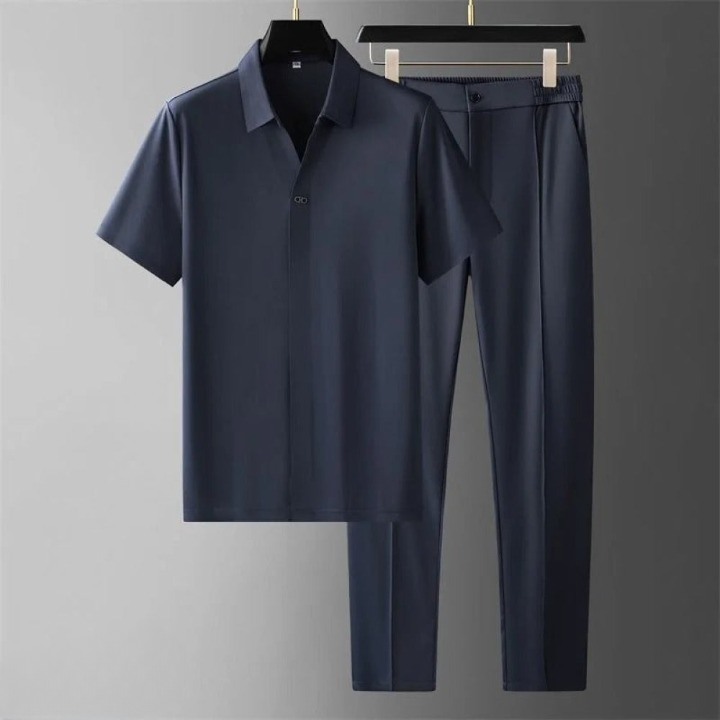 Tweedelige Heren Set – Polo met Pantalon in Luxe Stijl