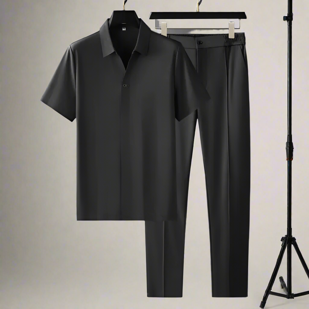 Tweedelige Heren Set – Polo met Pantalon in Luxe Stijl