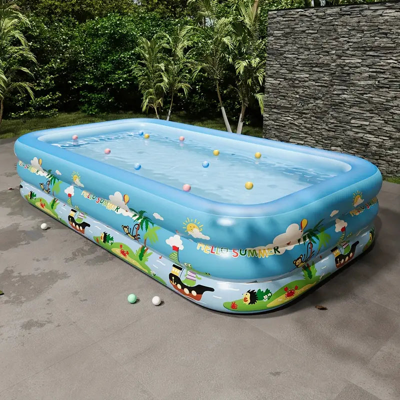 Opblaasbaar Kinderzwembad met Glijbaan in Cirkelvormig Design