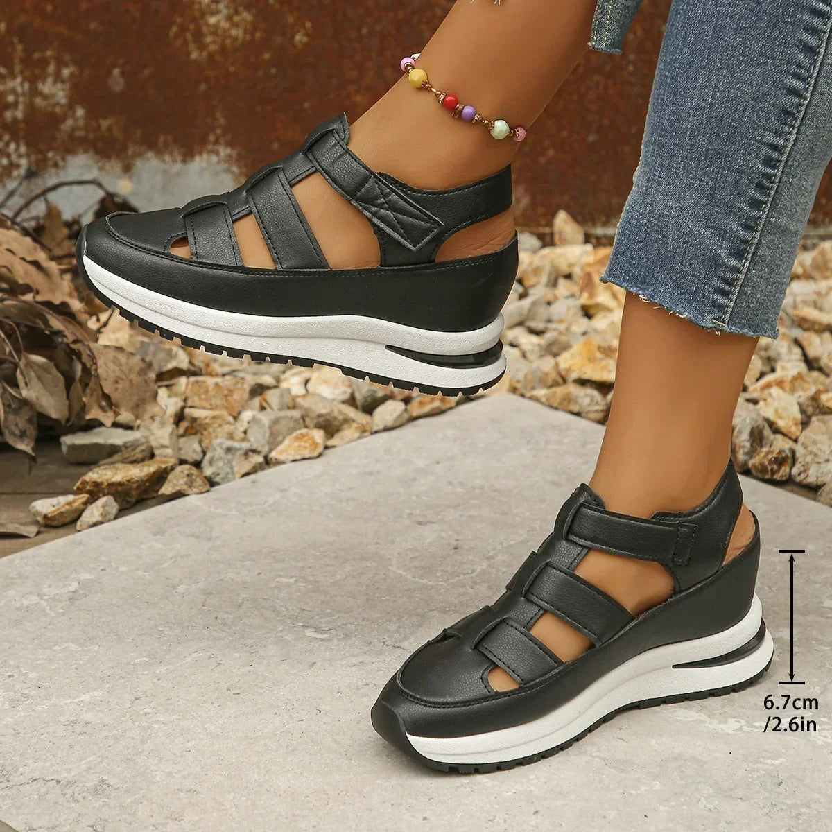 Sportieve Damesplateausandalen met Verhoogde Zool en Comfortfit