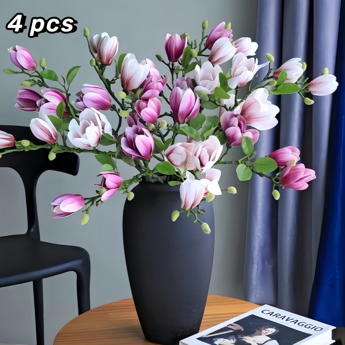 Elegante Zijden Magnoliabloemen Set van 4 Stuks – 68 cm