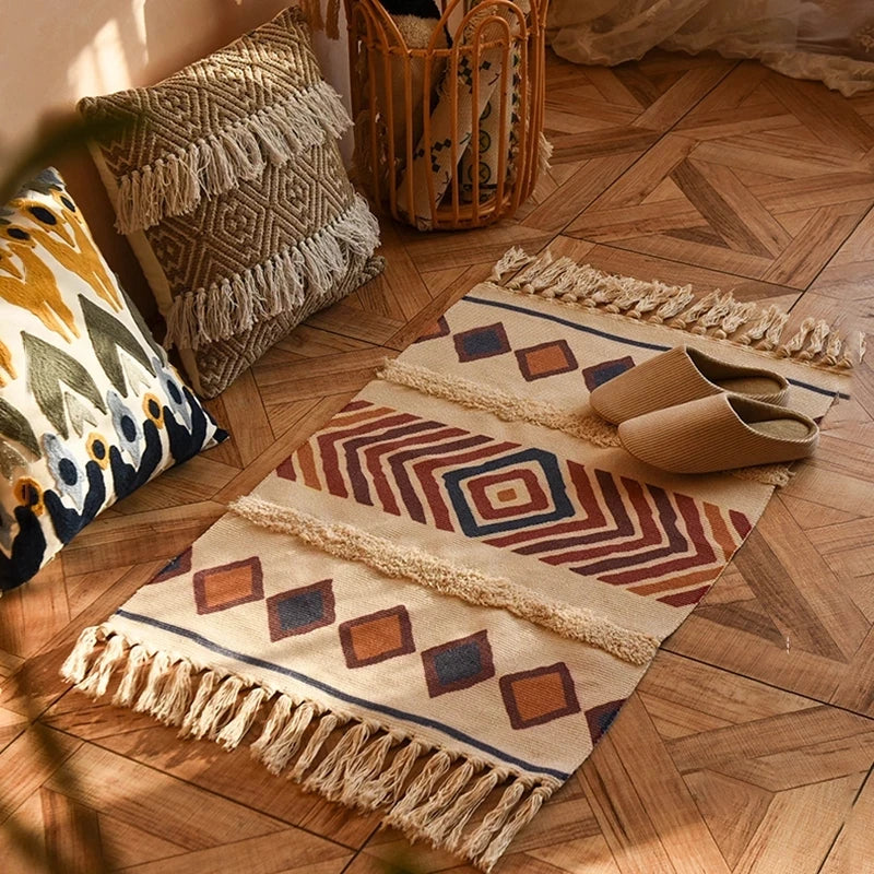 Handgeweven boho vloerkleed – natuurlijk & stijlvol kleed voor elk interieur