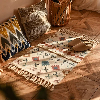 Handgeweven boho vloerkleed – natuurlijk & stijlvol kleed voor elk interieur