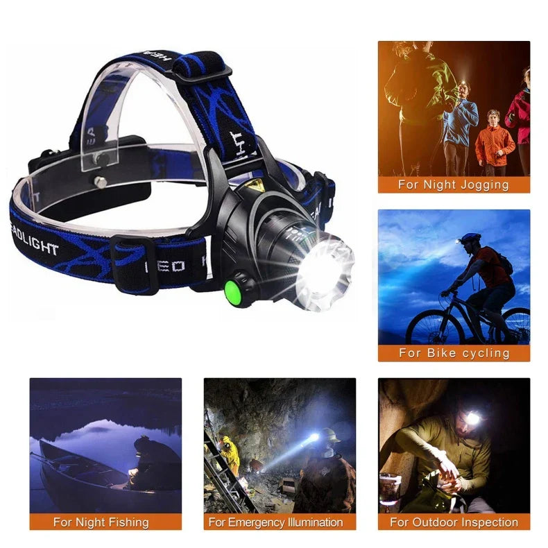 LED Hoofdlamp Dames & Heren – Oplaadbaar, Waterdicht & Extra Fel Licht