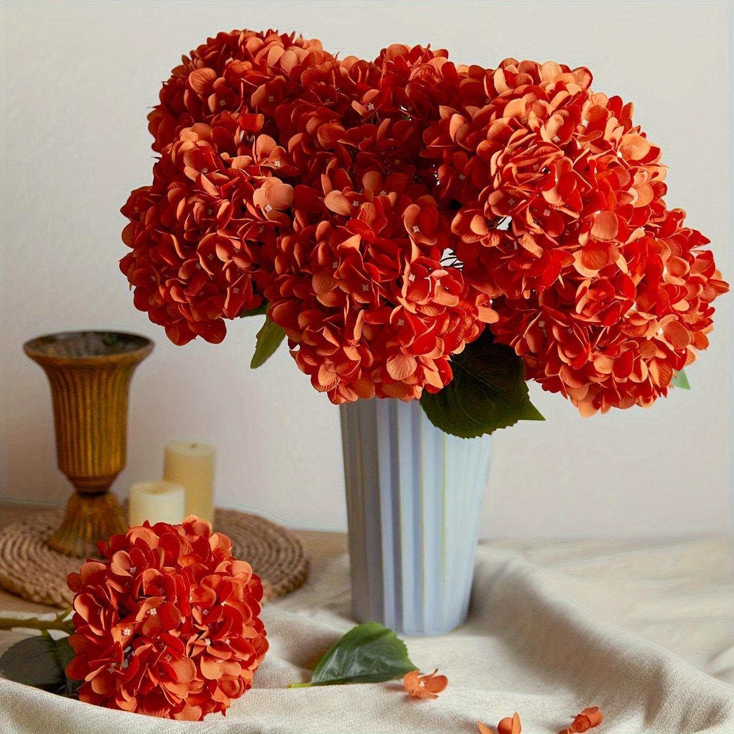 Herfsthortensia Set van 5 – Levendige Kunstbloemen 50 cm