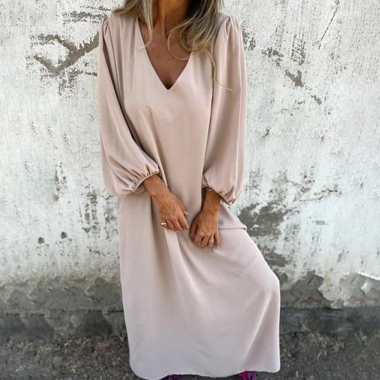 Zomerse Maxi Jurk met Ballonmouwen en V-Hals