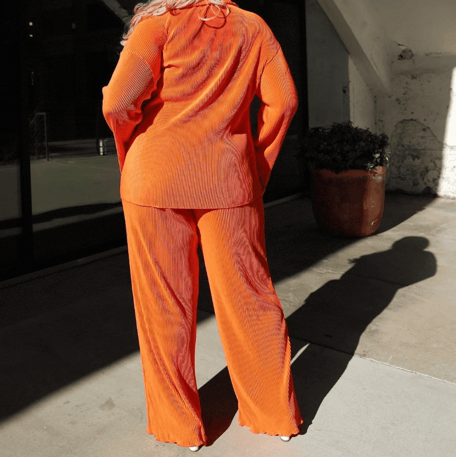 Tweedelig Damespak met Blazer en Losvallende Pantalon