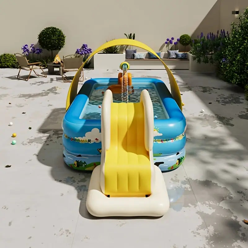 Opblaasbaar Kinderzwembad met Glijbaan in Cirkelvormig Design