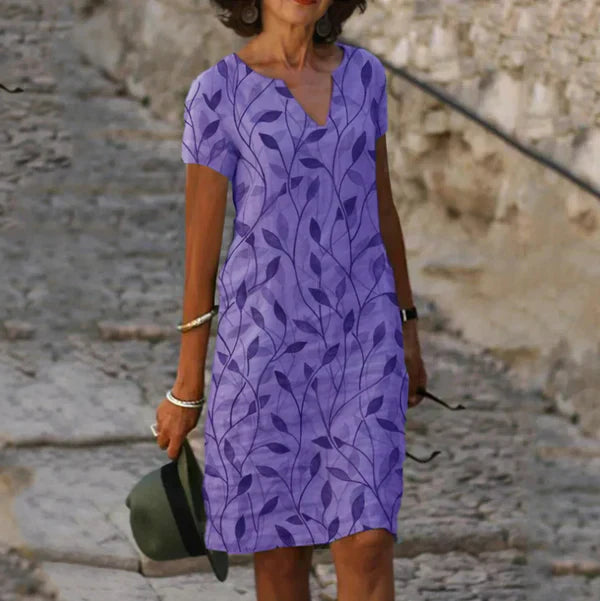 Zomerse Bladerenprint Jurk – Dames