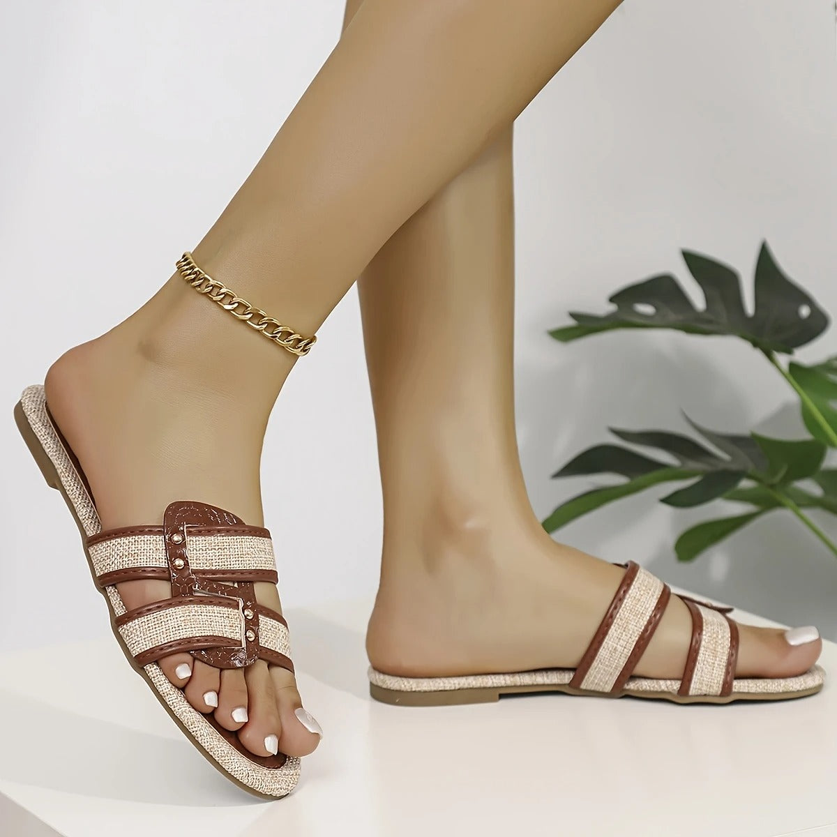 Comfortabele gevlochten dames slippers – ContourTread instappers