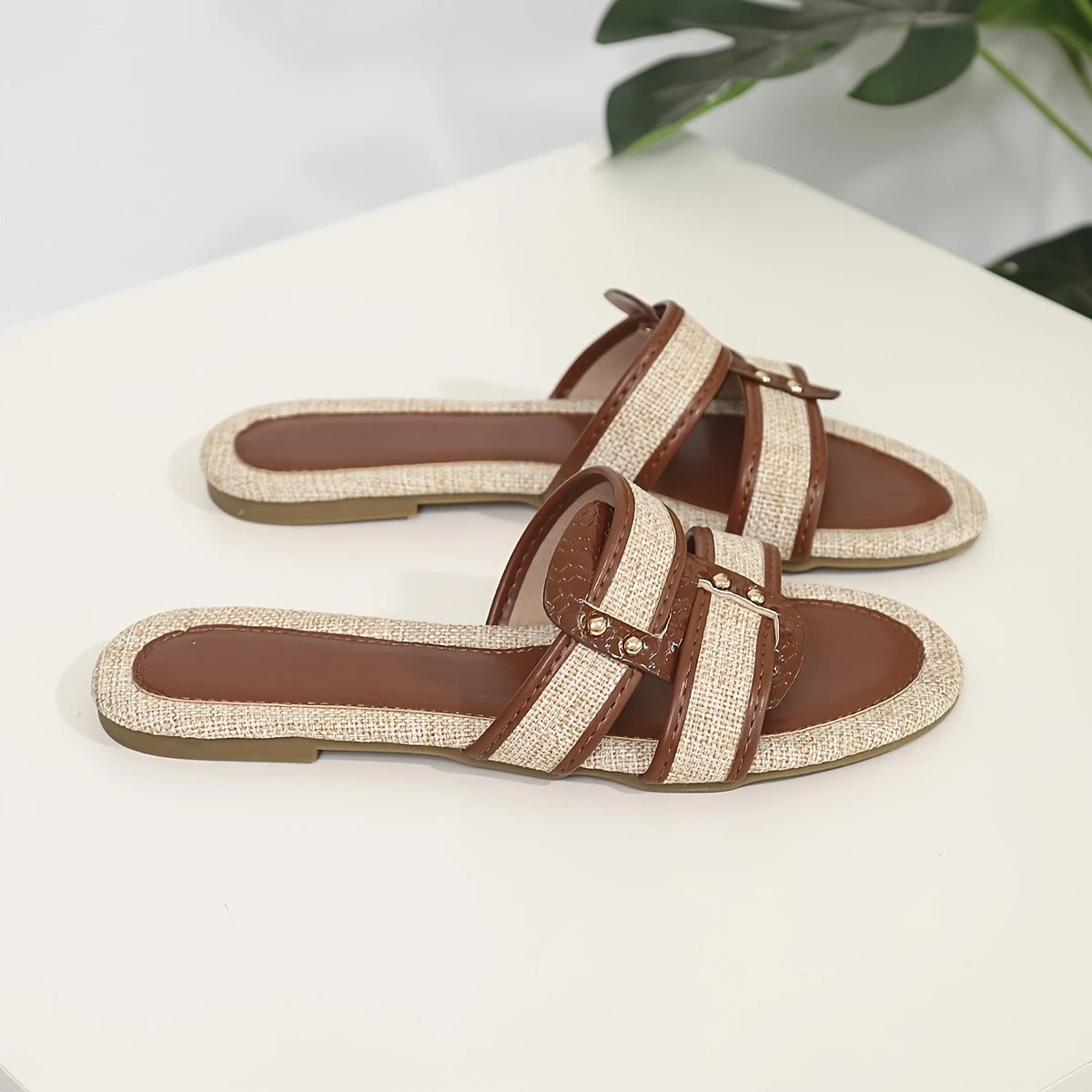 Comfortabele gevlochten dames slippers – ContourTread instappers