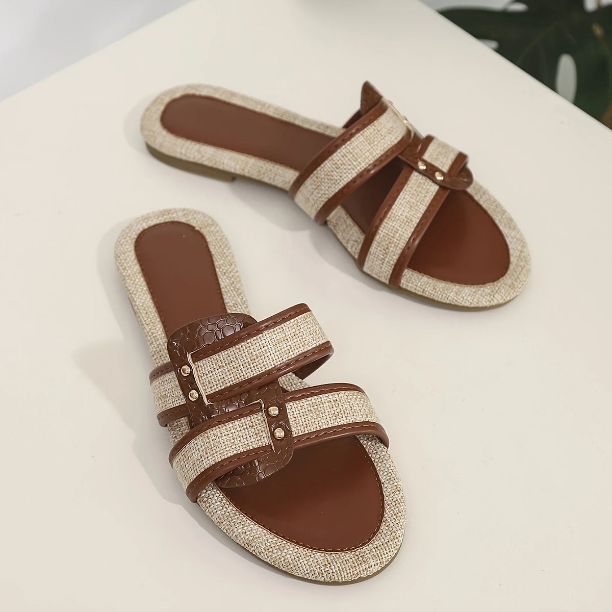 Comfortabele gevlochten dames slippers – ContourTread instappers
