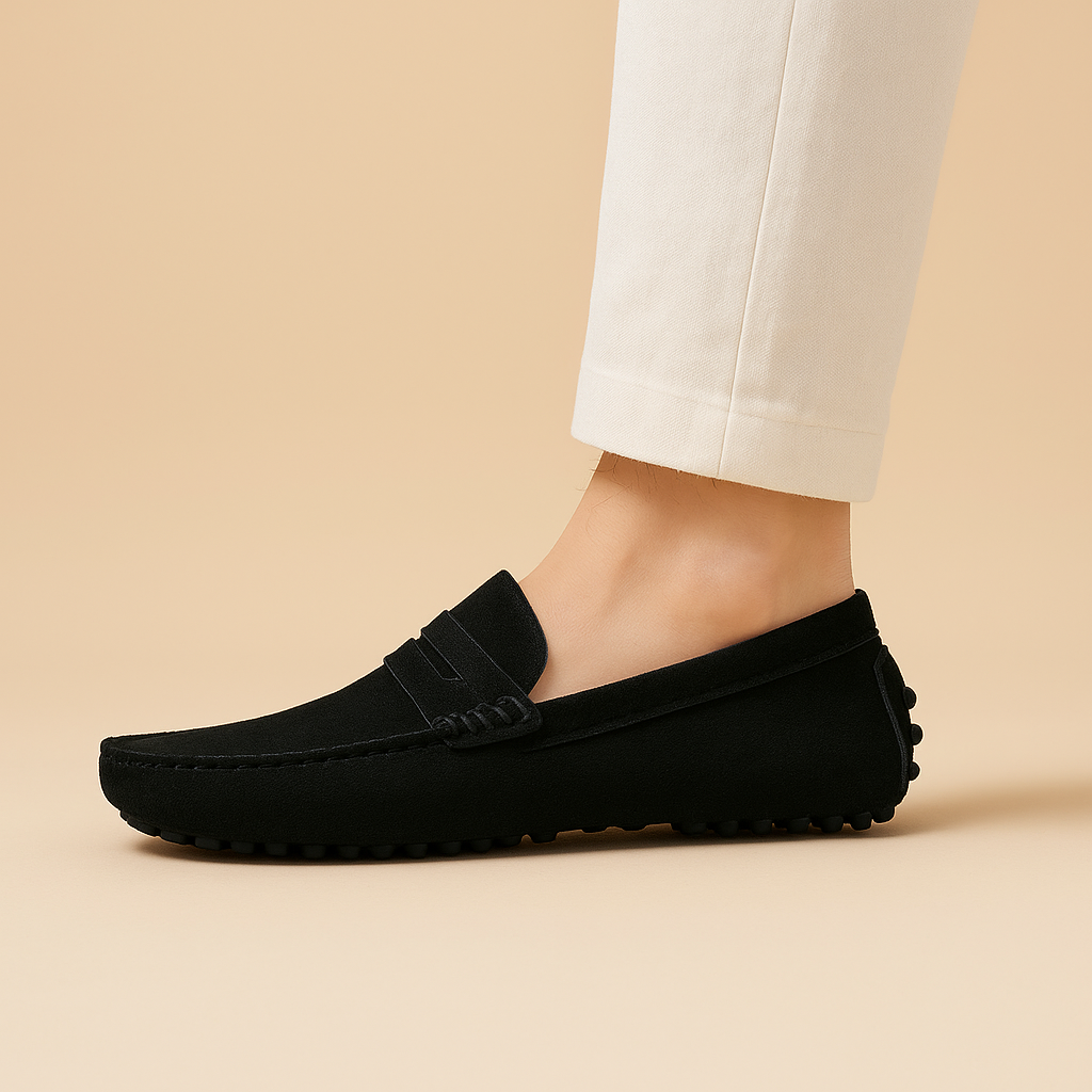 Stijlvolle Zwarte Loafers voor Heren – Suède Comfort, Perfecte Grip