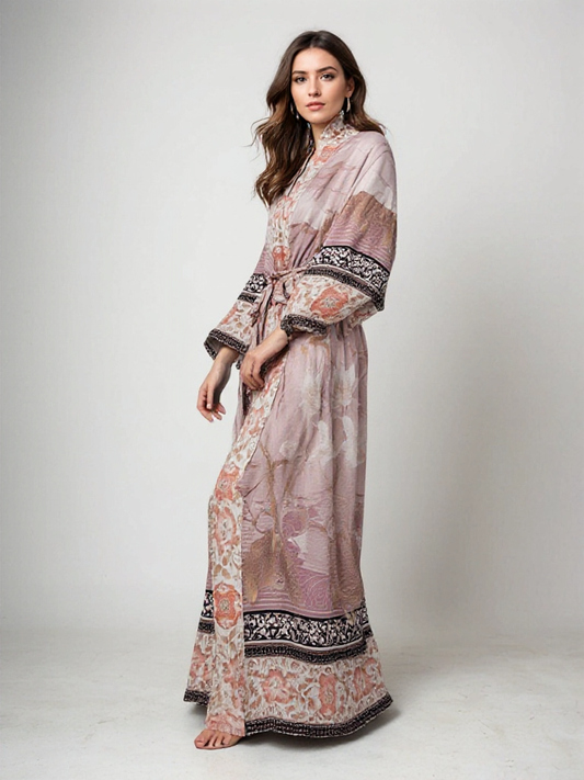 Lange Dames Kimono met Bloemenprint – Licht en Elegant