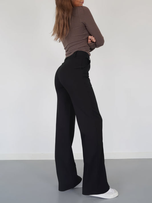 Dames High-Waist Pantalon met Rechte Pijpen – Elegant & Comfortabel