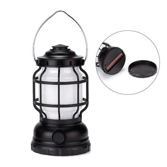 Vintage Kampeerlantaarn met Warm Licht – Oplaadbaar & Weerbestendig