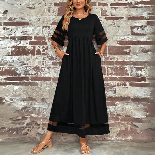Maxi Jurk Dames – Lichtgewicht Zomerjurk met Doorschijnend Detail