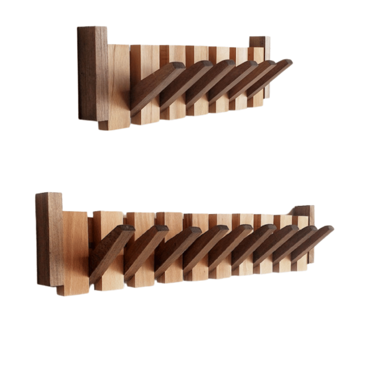 Design Kapstok van Hout met Magnetische Haken in Pianotoetsstijl