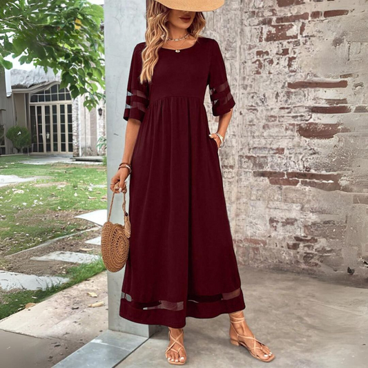Maxi Jurk Dames – Lichtgewicht Zomerjurk met Doorschijnend Detail