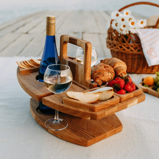 Opvouwbare Wijntafel Hout – Voor Picknick & Strand