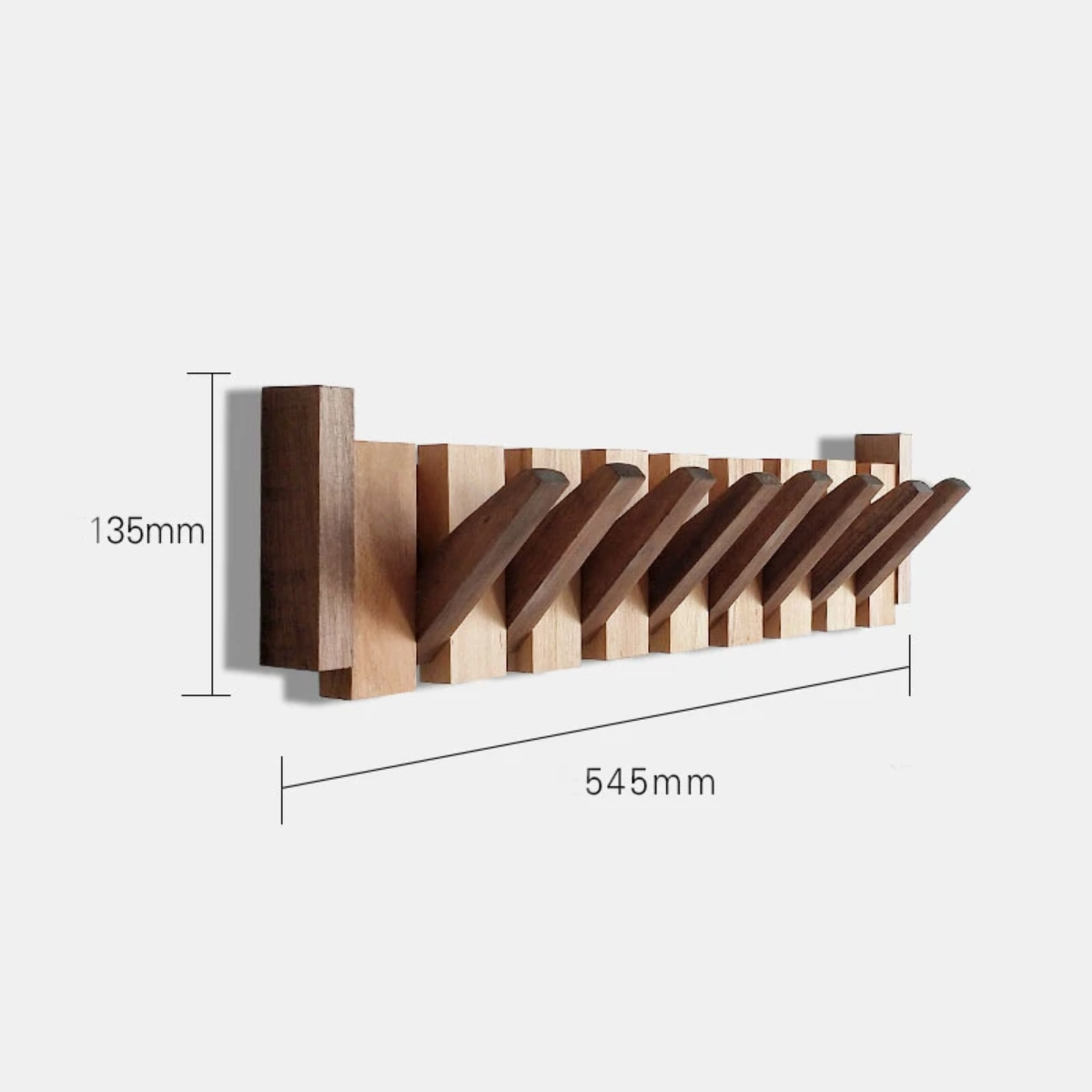 Design Kapstok van Hout met Magnetische Haken in Pianotoetsstijl