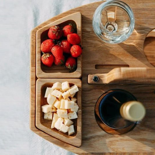 Opvouwbare Wijntafel Hout – Voor Picknick & Strand