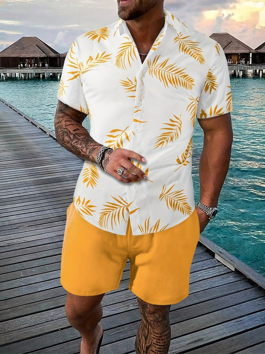 Zomerset Heren – Tropisch Shirt met Effen Short