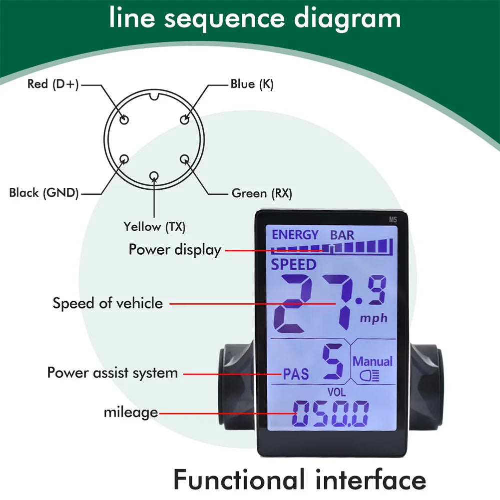 Smart M5 E-bike Display - Intuïtieve Snelheidsmeter & Geavanceerde Functies-Novormo