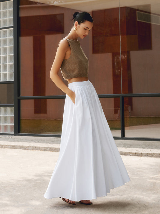 Zomerse Linnen Rok – Plissé Design met Flatterende Taille