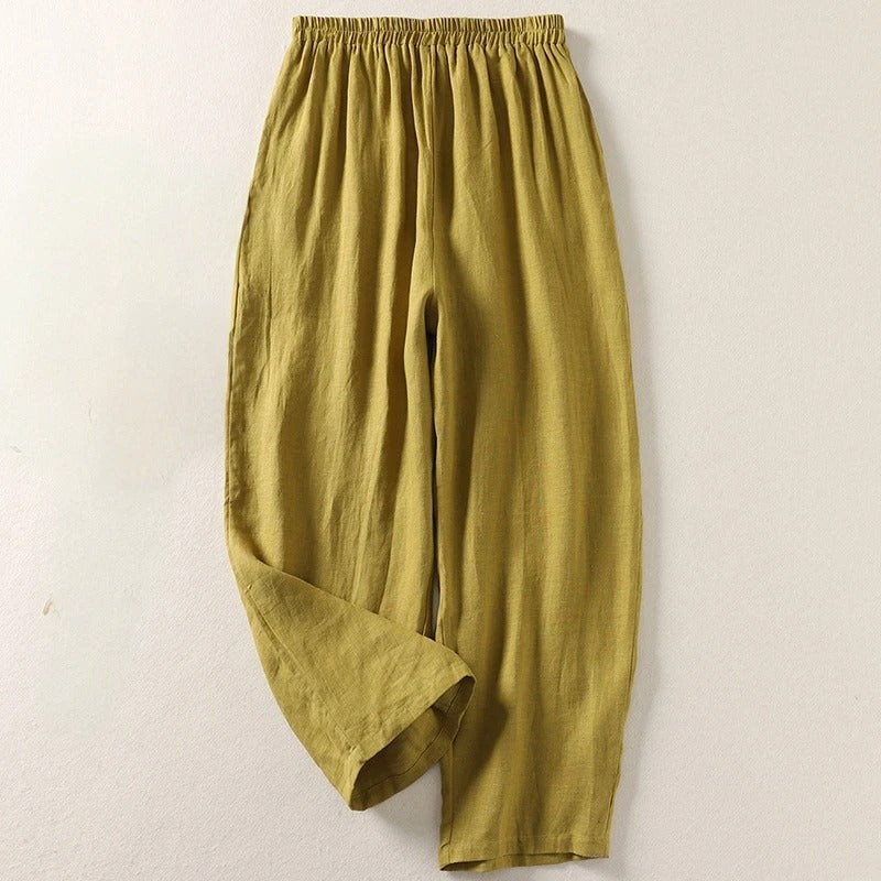Linnen Dames Zomerbroek met Luchtige Pasvorm en Hoge Taille