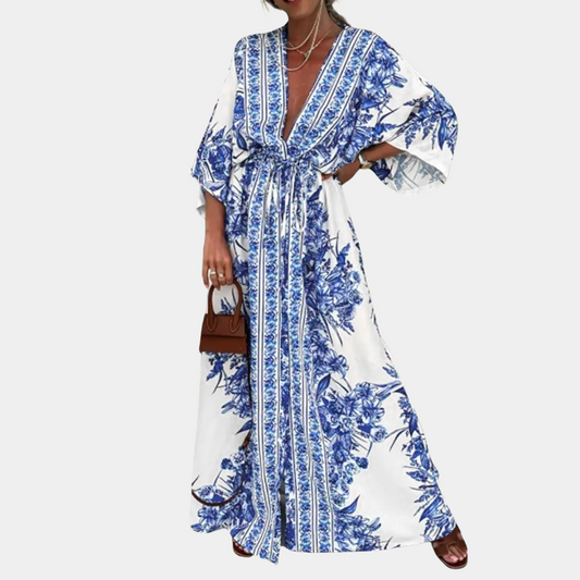 Zomerjurk Dames Lang met Wijde Mouwen – Elegant & Luchtig