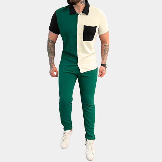 Casual Heren Zomerset met Colorblock Design en Comfortabele Pasvorm