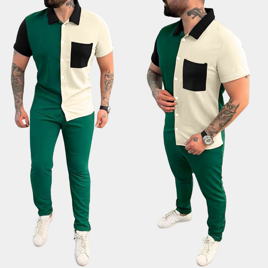 Casual Heren Zomerset met Colorblock Design en Comfortabele Pasvorm