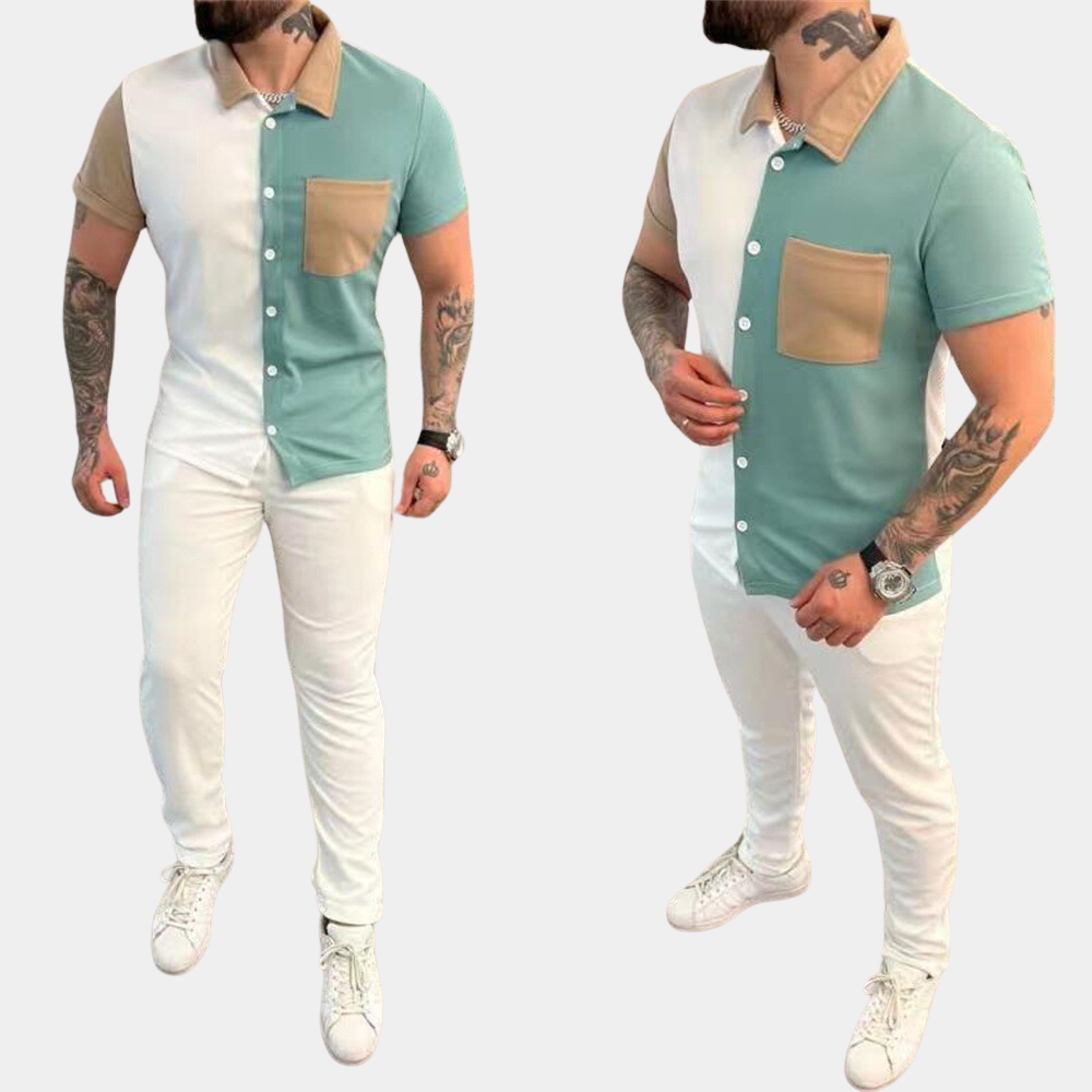 Casual Heren Zomerset met Colorblock Design en Comfortabele Pasvorm