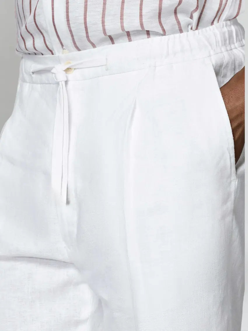 Witte Linnen Broek Heren – Luchtige Zomerbroek voor Strand & Stad