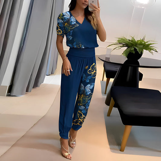 Tweedelige dames set met kleurrijke print